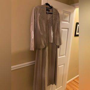 Size 16 taupe/champagne evening dress w/ jacket
